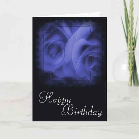 Blue Rozen Happy Birthday Kaart Design 1 (Voorkant)