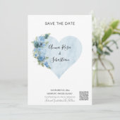 *~* Blue Rozen Heart AR6 QR WEDDING BEWAREN de DAT Kaart (Staand voorkant)