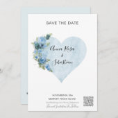 *~* Blue Rozen Heart AR6 QR WEDDING BEWAREN de DAT Kaart (Voorkant / Achterkant)