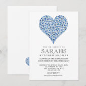 Blue Rozen Heart Vrijgezellenfeest Party nodigt ui Kaart (Voorkant / Achterkant)