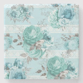 Blue Rozen Lace Stenen Onderzetter (Voorkant)