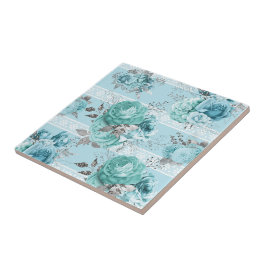Blue Rozen Lace Tegeltje