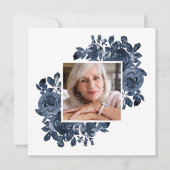 Blue Rozen Photo Funeral Sympathie Bedankkaart (Voorkant)