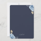 Blue Rozen Quinceañera Uitnodiging (Achterkant)