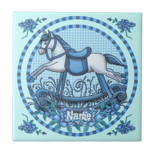 Blue Rozen Rocking Horse op maat Tegeltje