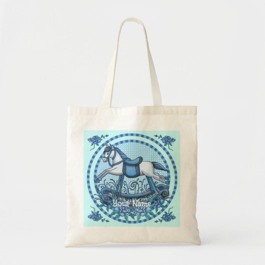 Blue Rozen Rocking Horse Tote Bag (Voorkant)