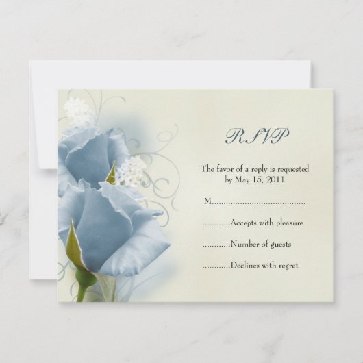Blue Rozen RSVP-kaart RSVP Kaartje (Voorkant)