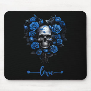 Blue Rozen Skull voor Valentijn's Love Rock voor m Muismat
