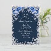 Blue Rozen Snowflake Christmas Bachelorette Party Kaart (Staand voorkant)