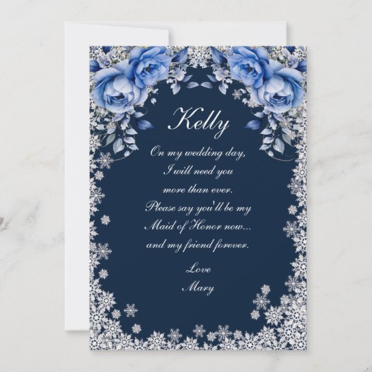 Blue Rozen Snowflake Christmas Kaart (Voorkant)