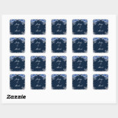 Blue Rozen Snowflake Christmas Wedding Seal Vierkante Sticker (Vel)