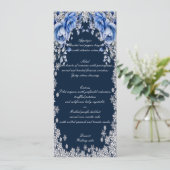 Blue Rozen Snowflake Kerst Trouwmenu Menu (Staand voorkant)