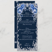 Blue Rozen Snowflake Kerst Trouwmenu Menu (Voorkant / Achterkant)