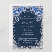 Blue Rozen Snowflake Kerstfeest Kaart (Voorkant)