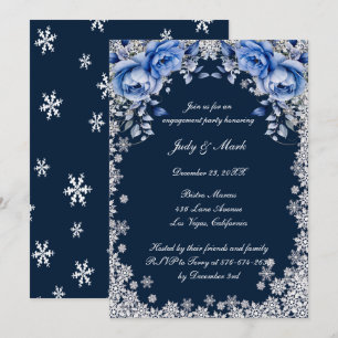Blue Rozen Snowflake Kerstfeest Kaart