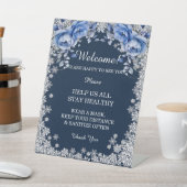 Blue Rozen Snowflake Kerstmisveiligheidsmaatregele Reclamebord Met Voetstuk (Insitu)