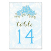Blue rozen Trouwtafel Nummer Kaart (Voorkant)