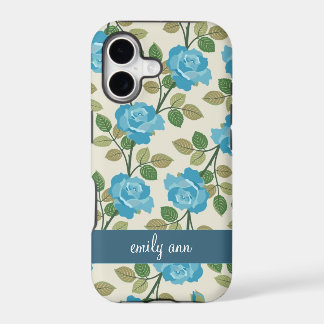 Blue Rozen Vines Pattern iPhone4 Hoesje