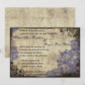 Blue Rozen Vintage huwelijksuitnodiging Kaart (Voorkant / Achterkant)