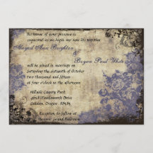 Blue Rozen Vintage huwelijksuitnodiging