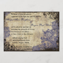 Blue Rozen Vintage huwelijksuitnodiging Kaart