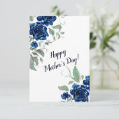 Blue Rozen Waterverf Moederdag Kaart (Staand voorkant)