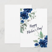 Blue Rozen Waterverf Moederdag Kaart (Voorkant / Achterkant)