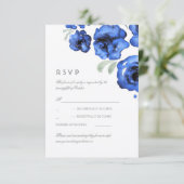 Blue Rozen Waterverf Wedding RSVP-kaart RSVP Kaartje (Staand voorkant)