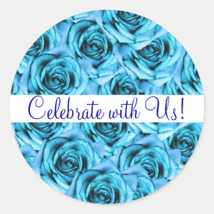 Blue Rozen Wedding Sticker