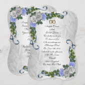 Blue rozen Wedding-uitnodiging Kaart (Voorkant / Achterkant)
