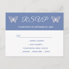 Blue RSVP Butterfly Wedding Butterflies Uitnodiging Briefkaart