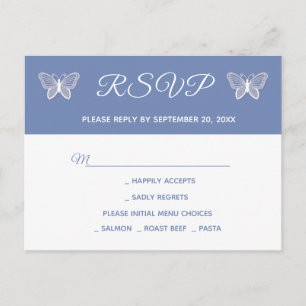 Blue RSVP Butterfly Wedding Butterflies Uitnodiging Briefkaart