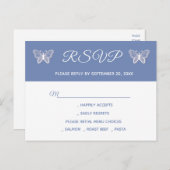 Blue RSVP Butterfly Wedding Butterflies Uitnodiging Briefkaart (Voorkant / Achterkant)
