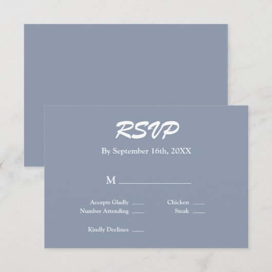 Blue RSVP-kaart RSVP Kaartje (Voorkant / Achterkant)