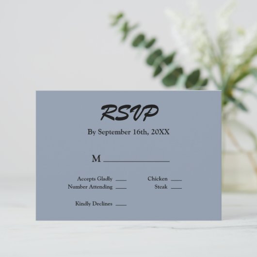 Blue RSVP-kaart RSVP Kaartje (Staand voorkant)