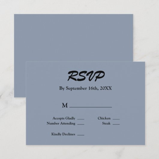 Blue RSVP-kaart RSVP Kaartje (Voorkant / Achterkant)