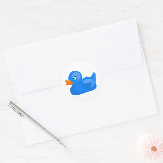 Blue Rubber Duck Ronde Sticker (Envelop)