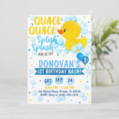 Blue Rubber Duckie Invitation Kaart (Staand voorkant)