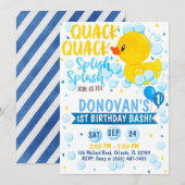 Blue Rubber Duckie Invitation Kaart (Voorkant / Achterkant)