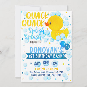 Blue Rubber Duckie Invitation Kaart