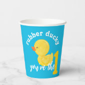 Blue Rubber Ducky Je bent de eerste verjaardag Papieren Bekers (Achterkant)