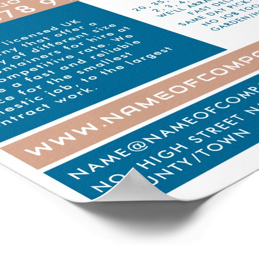 Blue Rubbish Skip Design, Skip/Dumpster Company Poster (Hoek)