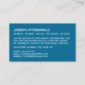 Blue Rubbish Skip Design, Skip/Dumpster Company Visitekaartje (Achterkant)