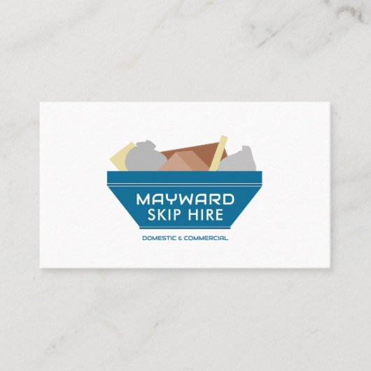 Blue Rubbish Skip Design, Skip/Dumpster Company Visitekaartje (Voorkant)