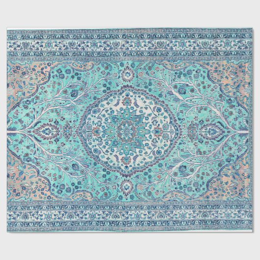  Blue Rug Pattern Cadeaupapier (Vlak)