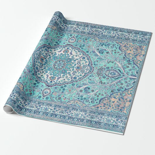 Blue Rug Pattern Cadeaupapier (Uitgerold)
