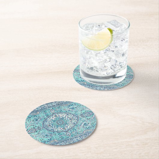 Blue Rug Pattern Ronde Kartonnen Onderzetter (Insitu)