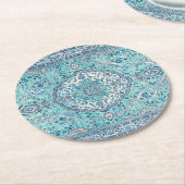  Blue Rug Pattern Ronde Kartonnen Onderzetter (Gebogen)