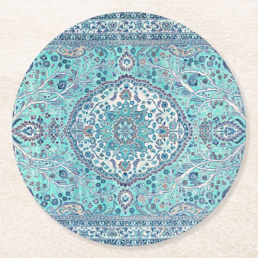  Blue Rug Pattern Ronde Kartonnen Onderzetter (Voorkant)