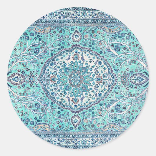 Blue Rug Pattern Ronde Sticker (Voorkant)